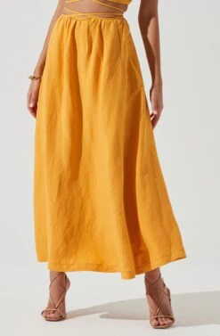 Divine Tie Waist Maxi Skirt -Chic Ladies Wear Shop ACT17191 MARIGOLD 0269