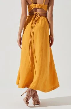 Divine Tie Waist Maxi Skirt -Chic Ladies Wear Shop ACT17191 MARIGOLD 0271