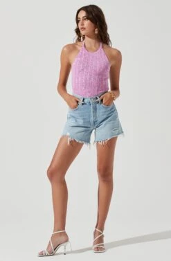 Tulla Ribbed Knit Halter Bodysuit 10 Tulla Ribbed Knit Halter Bodysuit -Chic Ladies Wear Shop ACT17203 PINKMELANGE 1468