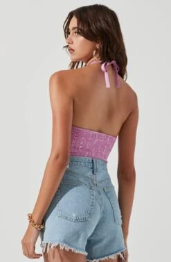 Tulla Ribbed Knit Halter Bodysuit 13 Tulla Ribbed Knit Halter Bodysuit -Chic Ladies Wear Shop ACT17203 PINKMELANGE 1483