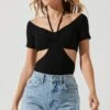 Monterey Halter Neck Cutout Bodysuit -Chic Ladies Wear Shop ACT17210 BLACK 1225