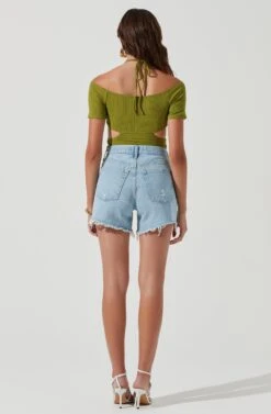 Monterey Halter Neck Cutout Bodysuit -Chic Ladies Wear Shop ACT17210 OLIVEGREEN 1534