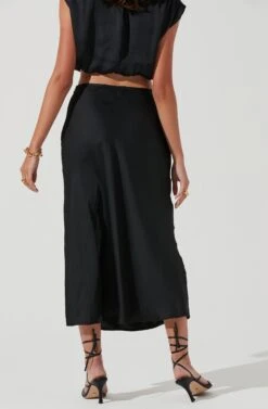Riva Tie Waist Midi Skirt -Chic Ladies Wear Shop ACT17218 BLACK 1154