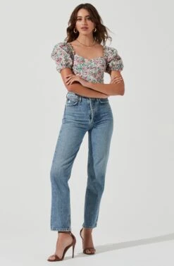 Romilly Floral Puff Sleeve Top -Chic Ladies Wear Shop ACT17221 FUCHSIAMULTIFLORAL 2