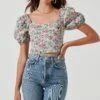 Romilly Floral Puff Sleeve Top -Chic Ladies Wear Shop ACT17221 FUCHSIAMULTIFLORAL 3