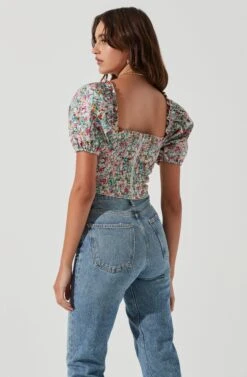 Romilly Floral Puff Sleeve Top -Chic Ladies Wear Shop ACT17221 FUCHSIAMULTIFLORAL 6