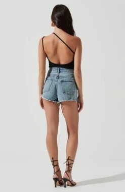 Hartley Asymmetrical Neck Sleeveless Bodysuit -Chic Ladies Wear Shop ACT17222 BLACK 1000