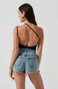 Hartley Asymmetrical Neck Sleeveless Bodysuit -Chic Ladies Wear Shop ACT17222 BLACK 1003