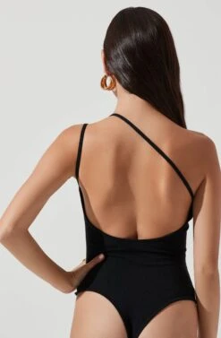 Hartley Asymmetrical Neck Sleeveless Bodysuit -Chic Ladies Wear Shop ACT17222 BLACK 1011