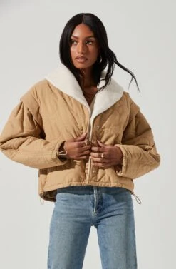 Nadine Quilted Faux Shearling Jacket -Chic Ladies Wear Shop ACT17275 KHAKI 0178 aaadb492 b9b3 4522 ae33 c4d412f30bfb