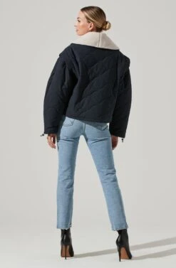 Nadine Quilted Faux Shearling Jacket -Chic Ladies Wear Shop ACT17275 NAVY 11121