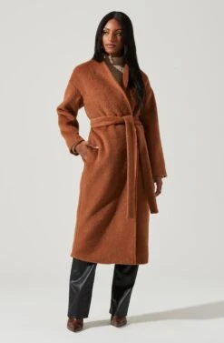 Berkley Tie Waist Coat -Chic Ladies Wear Shop ACT17309 CAMEL 0816