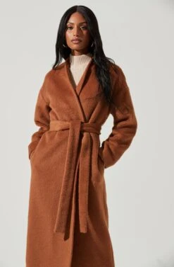 Berkley Tie Waist Coat -Chic Ladies Wear Shop ACT17309 CAMEL 0823