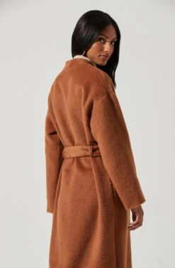 Berkley Tie Waist Coat -Chic Ladies Wear Shop ACT17309 CAMEL 0829