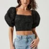 Tassia Jacquard Puff Sleeve Top