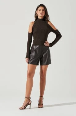 Carlotta Cold Shoulder Turtleneck Top -Chic Ladies Wear Shop ACT17324 DARKOLIVE 1810 2