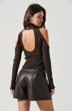 Carlotta Cold Shoulder Turtleneck Top -Chic Ladies Wear Shop ACT17324 DARKOLIVE 1810 5