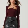 Maude Halter Long Sleeve Bodysuit -Chic Ladies Wear Shop ACT17325 DARKWINE 1556