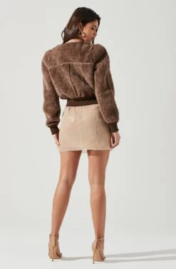 Stacy Faux Fur Jacket -Chic Ladies Wear Shop ACT17335 BROWN 1743