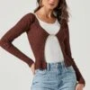Angelique Ribbed Knit Chain Detail Cardigan -Chic Ladies Wear Shop ACT17337 BROWN 0139