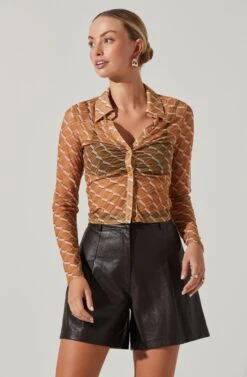 Wilma Faux Leather Shorts -Chic Ladies Wear Shop ACT17338M MUSTARDCREAMGEO 3 422e00f6 8c21 4854 81dc 031386139c3d