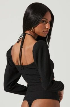 Dionne Cutout Halter Bodysuit -Chic Ladies Wear Shop ACT17340 BLACK 1064