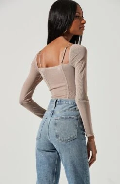 Vienna Mesh Long Sleeve Bodysuit -Chic Ladies Wear Shop ACT17344 NUDE 0260 2b679444 7736 47aa b572 b23194c66cb9