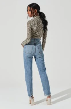 Zazie Choker Neck Long Sleeve Top -Chic Ladies Wear Shop ACT17345 OLIVECREAMCOMBO 0991 7