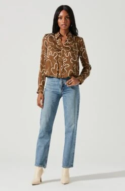 Yesenia Abstract Print Button Down Top