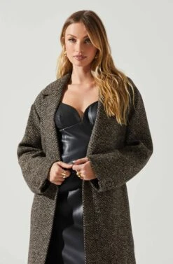 Rhodes Herringbone Tie Waist Coat -Chic Ladies Wear Shop ACT17355B BLACKBROWNMULTI 4