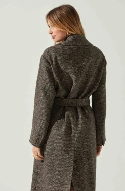 Rhodes Herringbone Tie Waist Coat -Chic Ladies Wear Shop ACT17355B BLACKBROWNMULTI 5