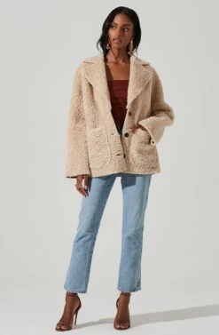 Willow Faux Shearling Coat -Chic Ladies Wear Shop ACT17357 NATURAL 2