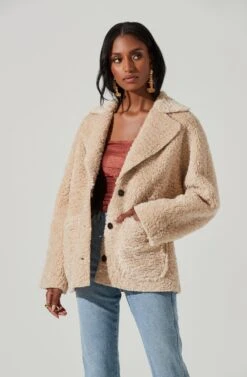 Willow Faux Shearling Coat -Chic Ladies Wear Shop ACT17357 NATURAL 4