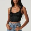 Larinna Hook And Eye Bustier Crop Top -Chic Ladies Wear Shop ACT17368 BLACK 0416
