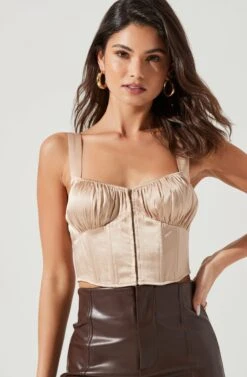 Larinna Hook And Eye Bustier Crop Top -Chic Ladies Wear Shop ACT17368 CHAMPAGNE 1284