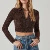 Winslet Metallic Houndstooth Crop Top 2 Winslet Metallic Houndstooth Crop Top -Chic Ladies Wear Shop ACT17377 COPPERHOUNDSTOOTH 2
