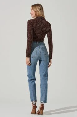 Winslet Metallic Houndstooth Crop Top -Chic Ladies Wear Shop ACT17377 COPPERHOUNDSTOOTH 5