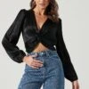 Nix Twist Front Long Sleeve Top -Chic Ladies Wear Shop ACT17381 BLACK 1104