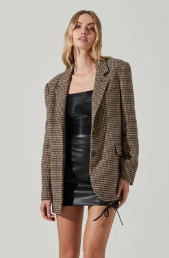 Rachel Houndstooth Blazer -Chic Ladies Wear Shop ACT17384 BROWNHOUNDSTOOTH 4