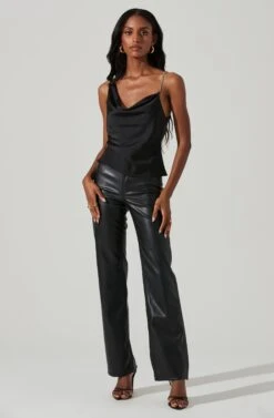 Larisa Satin Rhinestone Strap Top -Chic Ladies Wear Shop ACT17390 BLACK 1