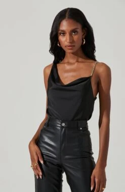 Larisa Satin Rhinestone Strap Top -Chic Ladies Wear Shop ACT17390 BLACK 4