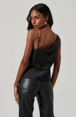 Larisa Satin Rhinestone Strap Top -Chic Ladies Wear Shop ACT17390 BLACK 5