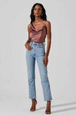 Larisa Satin Rhinestone Strap Top -Chic Ladies Wear Shop ACT17390 MAUVE 2