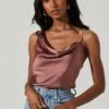 Larisa Satin Rhinestone Strap Top -Chic Ladies Wear Shop ACT17390 MAUVE 3