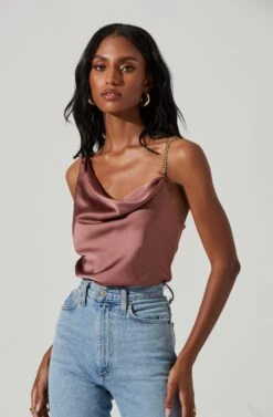 Larisa Satin Rhinestone Strap Top -Chic Ladies Wear Shop ACT17390 MAUVE 4