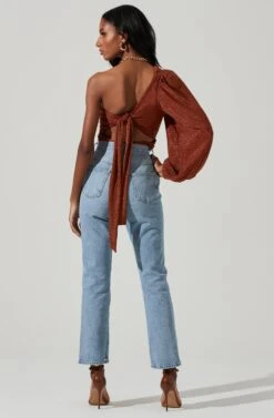 Marta Metallic Ruched One Sleeve Top -Chic Ladies Wear Shop ACT17438 RUSTMETALLIC 6