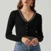 Melissa Pearl Embellished Cardigan Sweater 1 Melissa Pearl Embellished Cardigan Sweater -Chic Ladies Wear Shop ACT17475P BLACK 3