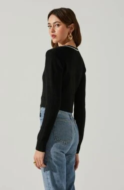 Melissa Pearl Embellished Cardigan Sweater -Chic Ladies Wear Shop ACT17475P BLACK 5