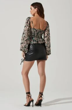 Prudence Floral Peplum Top -Chic Ladies Wear Shop ACT17486 BLACKGOLDMULTI 4