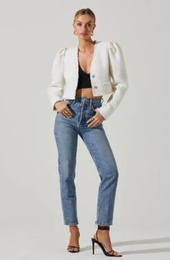 Madrigal Cropped Tweed Jacket -Chic Ladies Wear Shop ACT17515 OFFWHITE 1